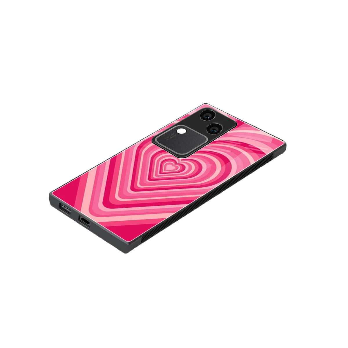 Y2K French Pink Hearts stylish phone case for vivo v30 | glossy glass and slim fit