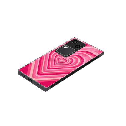 Y2K French Pink Hearts stylish phone case for vivo v30 | glossy glass and slim fit