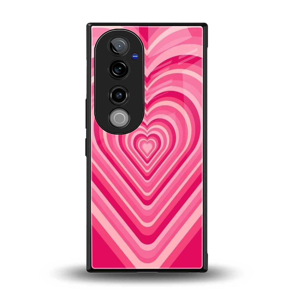 Y2K French Pink Hearts back phone cover | glass case for vivo v40 pro