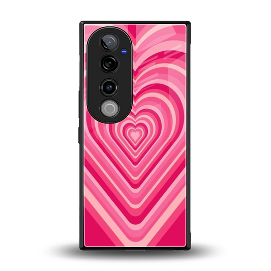 Y2K French Pink Hearts back phone cover | glass case for vivo v40 pro