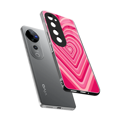 Y2K French Pink Hearts sleek vivo v40 pro cover with tempered glass back and TPU edges
