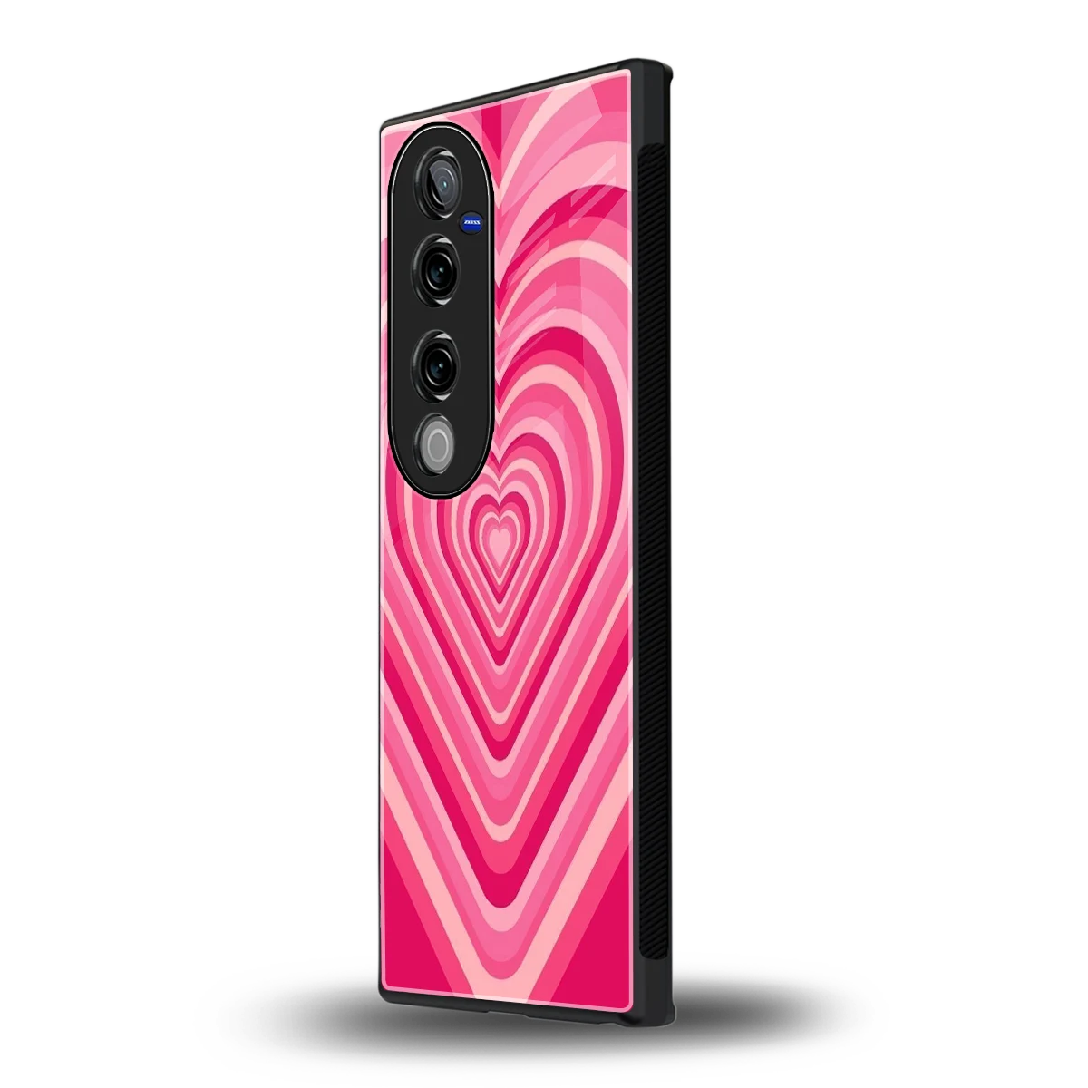 Y2K French Pink Hearts vivo v40 pro mobile cover | shockproof glass phone case