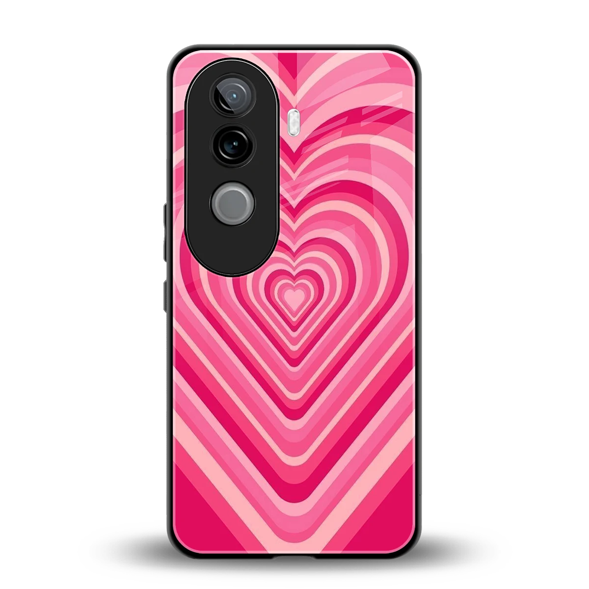 Y2K French Pink Hearts back phone cover | glass case for vivo v40e