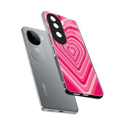 Y2K French Pink Hearts sleek vivo v40e cover with tempered glass back and TPU edges