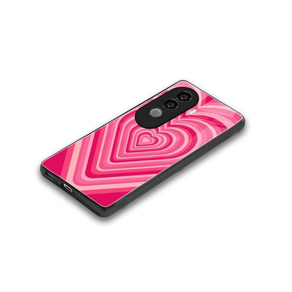 Y2K French Pink Hearts stylish phone case for vivo v40e | glossy glass and slim fit