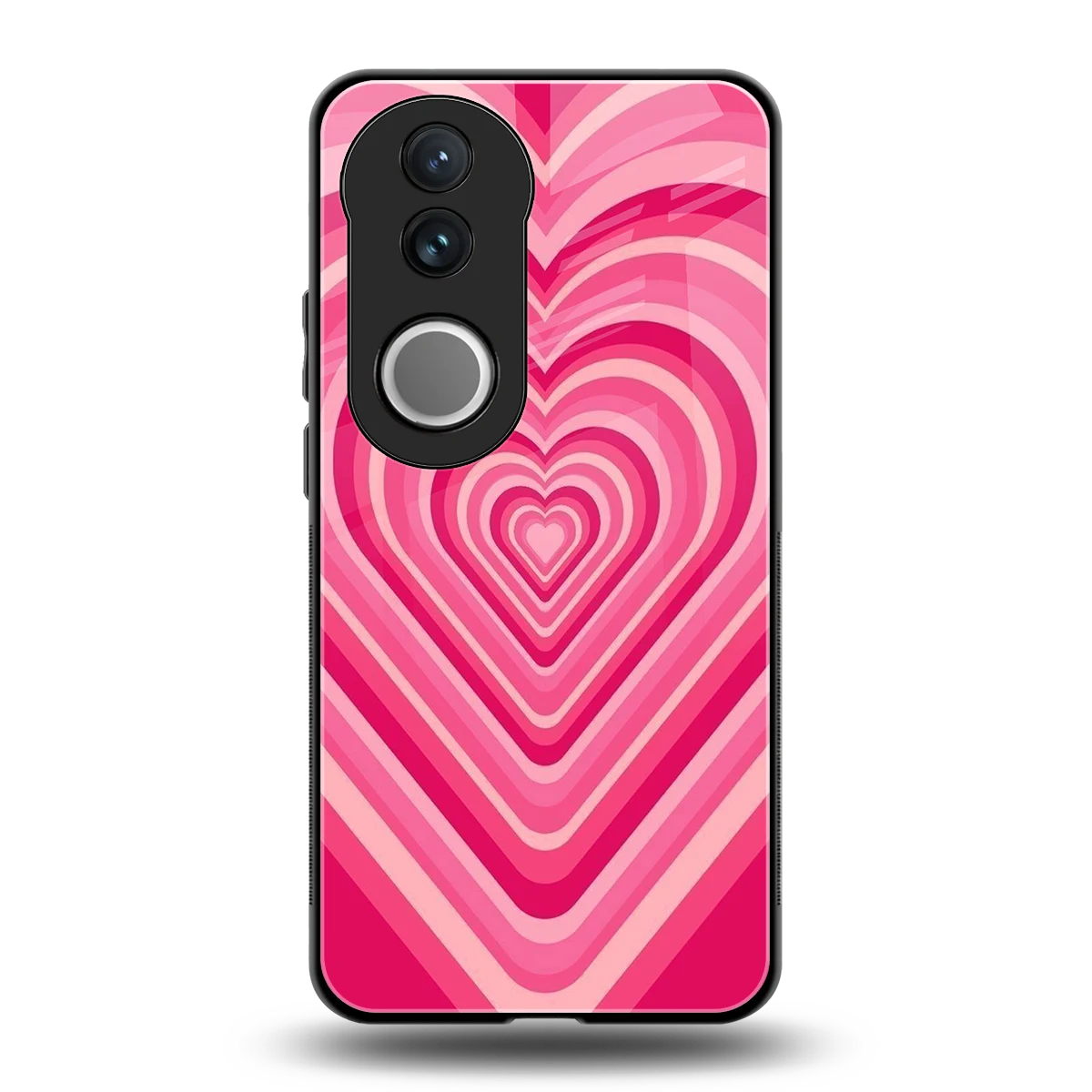 Y2K French Pink Hearts back phone cover | glass case for vivo v50