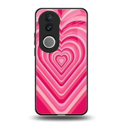 Y2K French Pink Hearts back phone cover | glass case for vivo v50