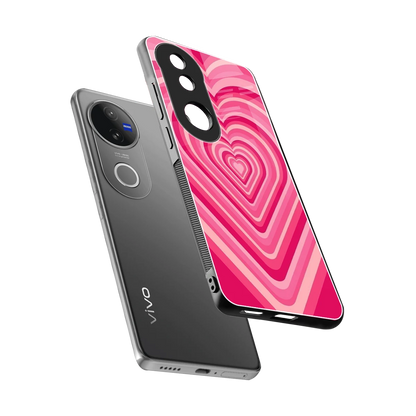 Y2K French Pink Hearts sleek vivo v50 cover with tempered glass back and TPU edges