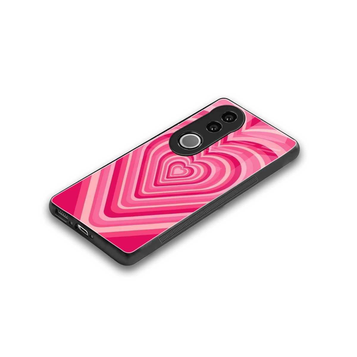 Y2K French Pink Hearts stylish phone case for vivo v50 | glossy glass and slim fit
