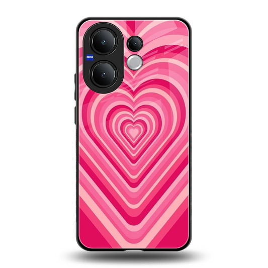 Y2K French Pink Hearts back phone cover | glass case for vivo v60