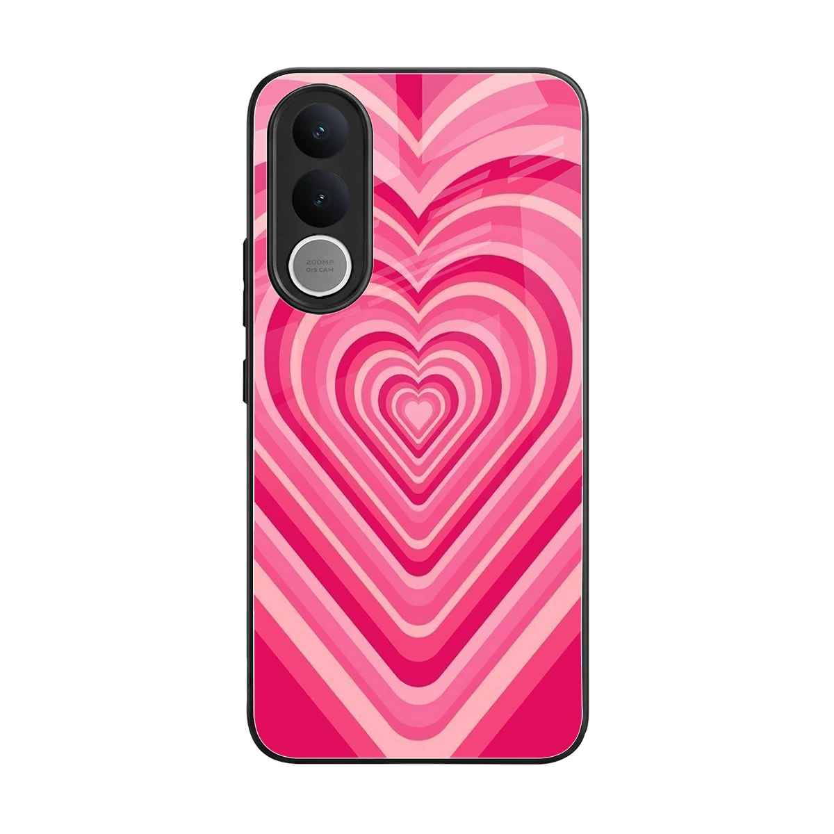 Y2K French Pink Hearts back phone cover | glass case for vivo v70 fe