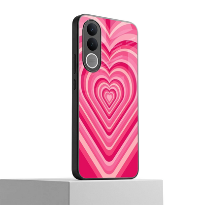 Y2K French Pink Hearts vivo v70 fe mobile cover | shockproof glass phone case