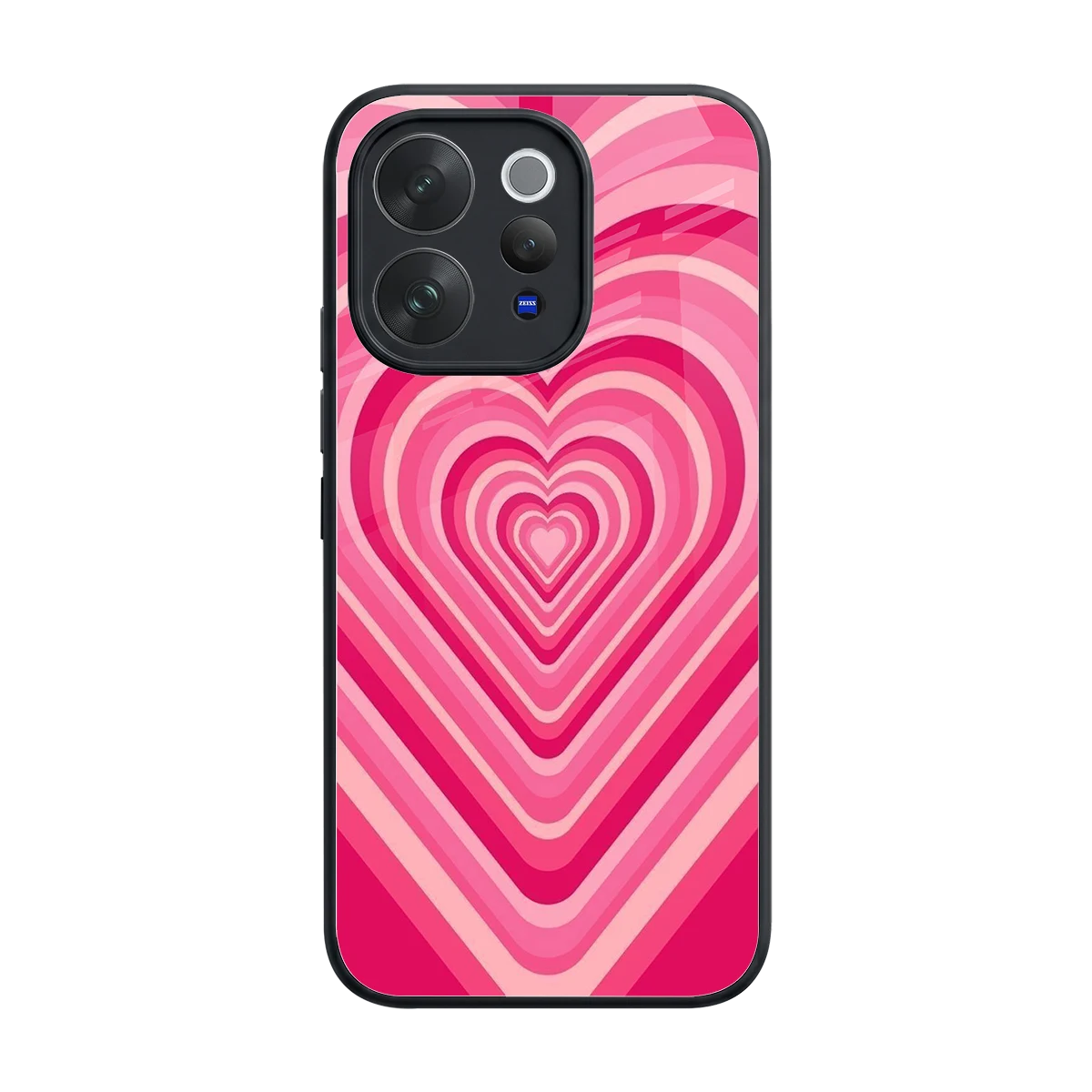 Y2K French Pink Hearts back phone cover | glass case for vivo v70