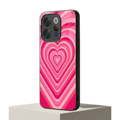 Y2K French Pink Hearts vivo v70 mobile cover | shockproof glass phone case