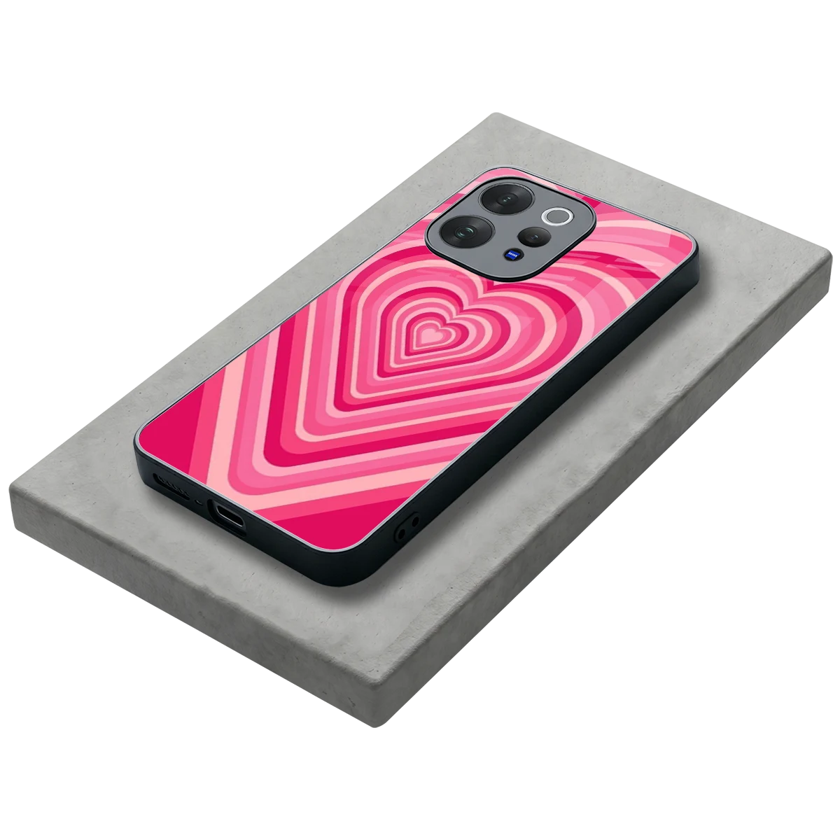 Y2K French Pink Hearts stylish phone case for vivo v70 | glossy glass and slim fit