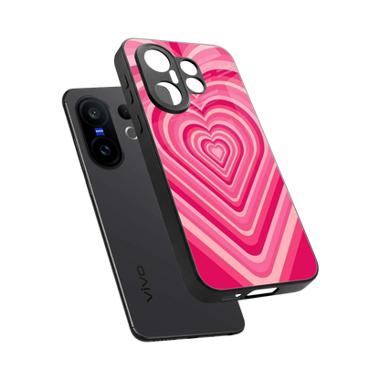 Y2K French Pink Hearts sleek vivo x200 fe cover with tempered glass back and TPU edges