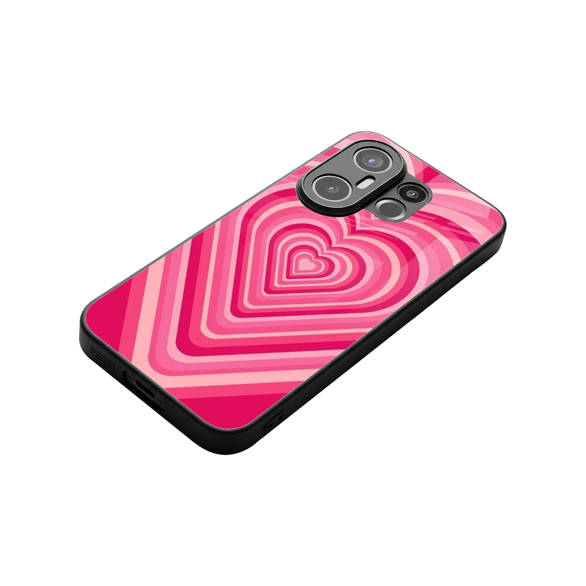 Y2K French Pink Hearts stylish phone case for vivo x200 fe | glossy glass and slim fit