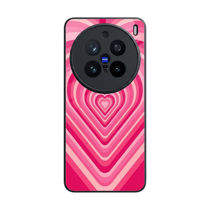 Y2K French Pink Hearts back phone cover | glass case for vivo x200 pro