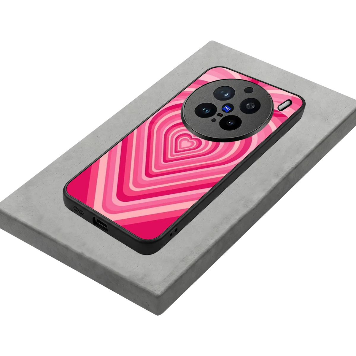 Y2K French Pink Hearts stylish phone case for vivo x200 pro | glossy glass and slim fit