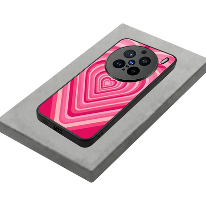 Y2K French Pink Hearts stylish phone case for vivo x200 pro | glossy glass and slim fit