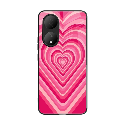 Y2K French Pink Hearts back phone cover | glass case for Vivo-y100