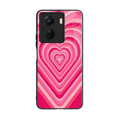 Y2K French Pink Hearts back phone cover | glass case for vivo y16