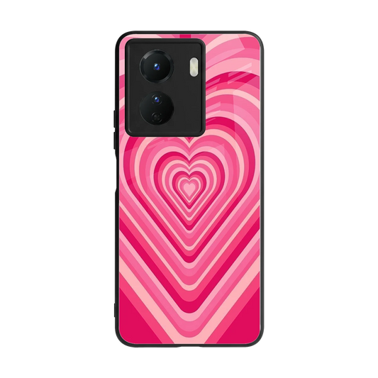 Y2K French Pink Hearts back phone cover | glass case for vivo y16