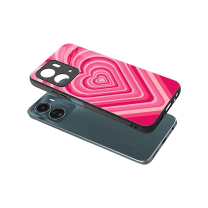 Y2K French Pink Hearts sleek vivo y16 cover with tempered glass back and TPU edges