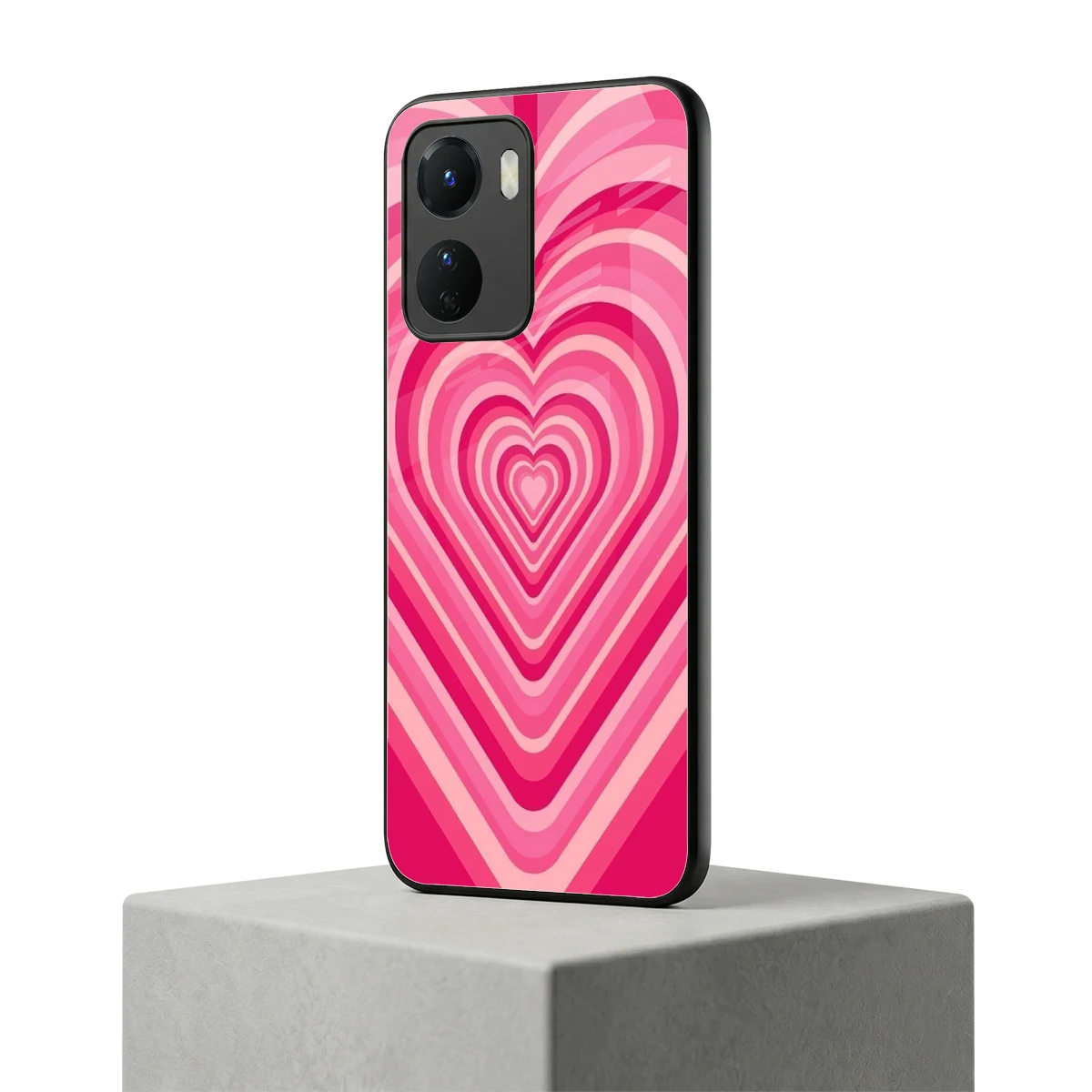 Y2K French Pink Hearts vivo y16 mobile cover | shockproof glass phone case