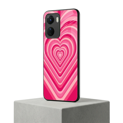 Y2K French Pink Hearts vivo y16 mobile cover | shockproof glass phone case