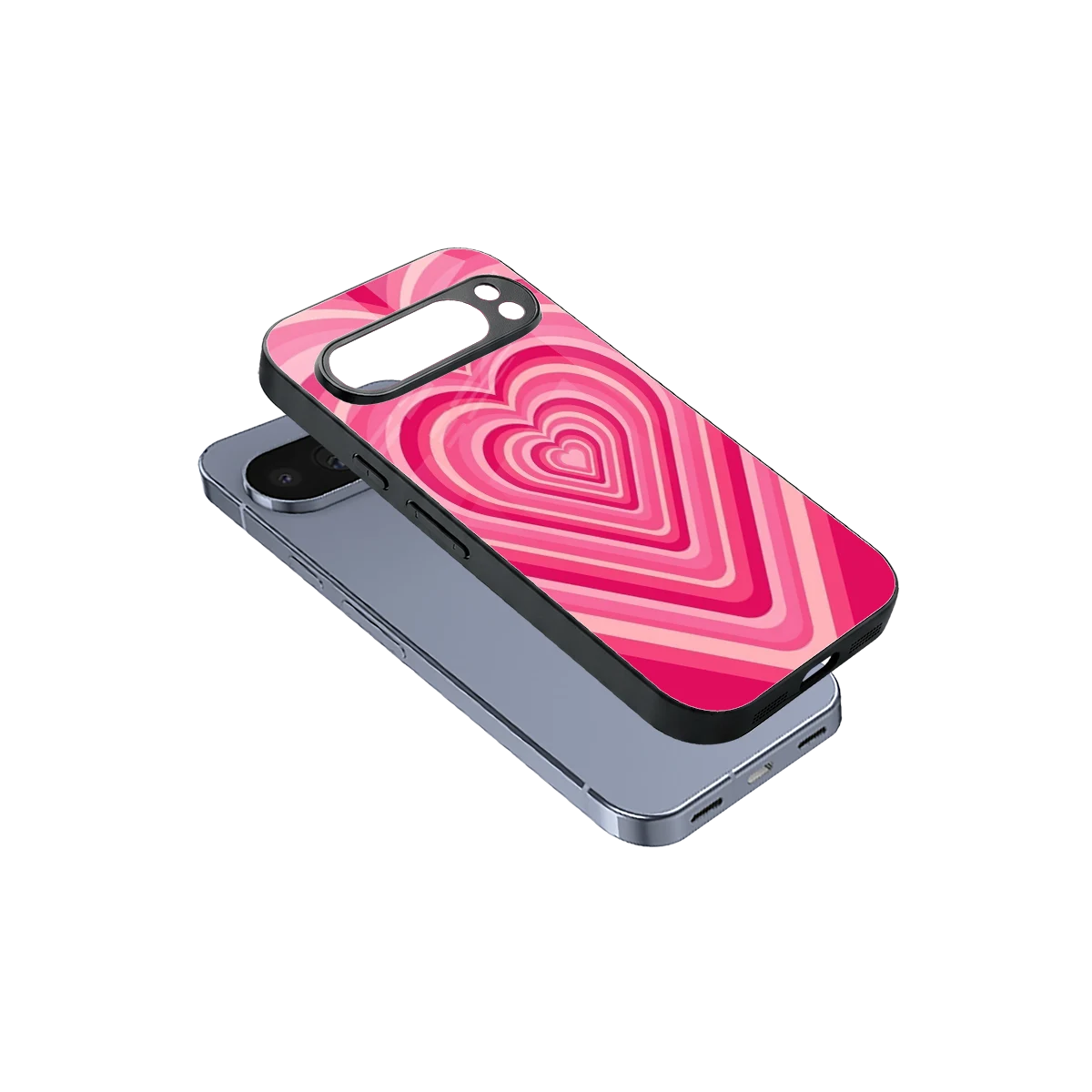 Y2K French Pink Hearts sleek google pixel 10 pro cover with tempered glass back and TPU edges