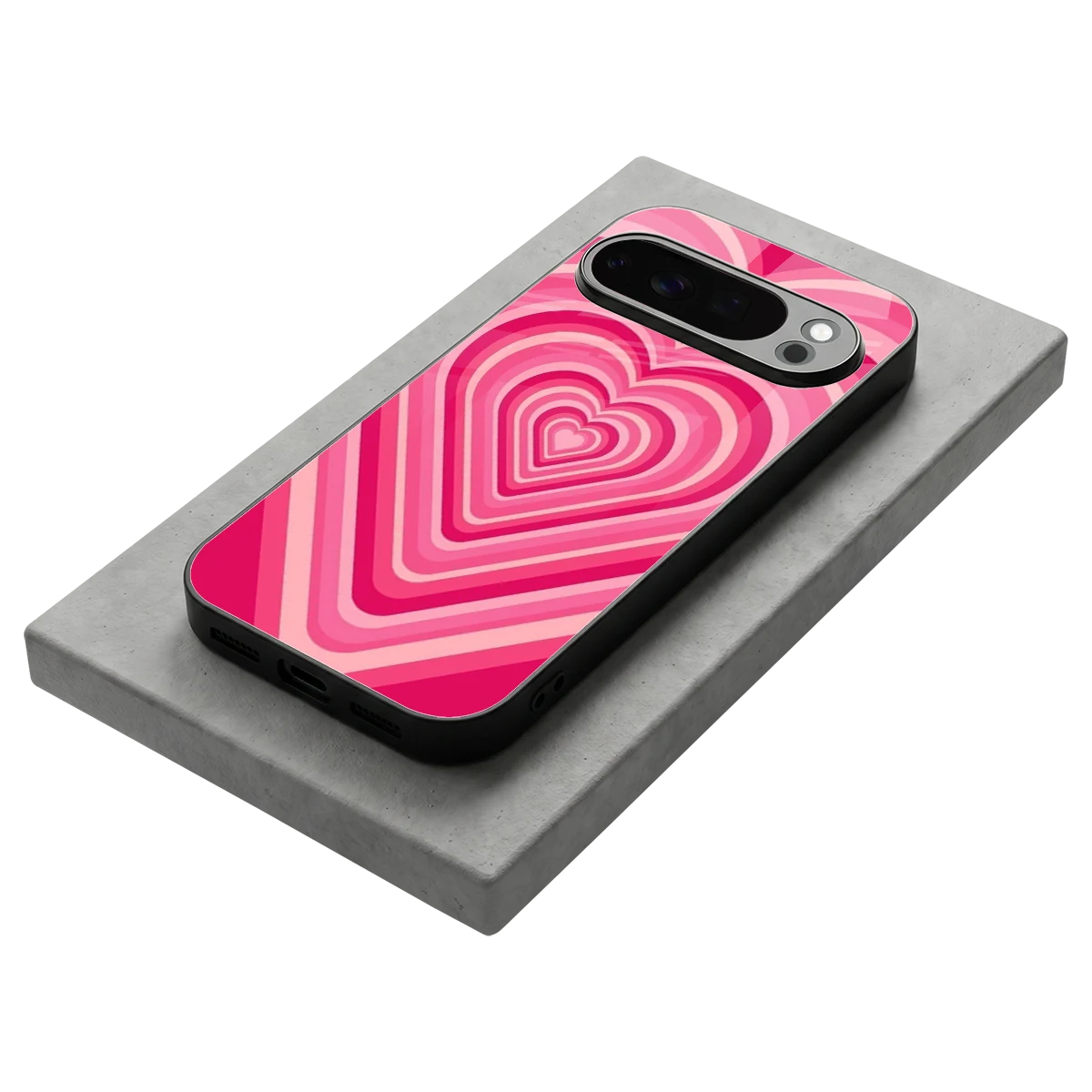 Y2K French Pink Hearts stylish phone case for google pixel 10 pro | glossy glass and slim fit