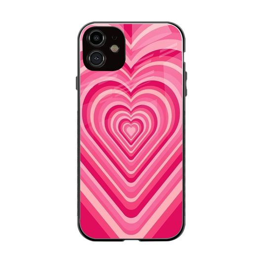 Y2K French Pink Hearts back phone cover | glass case for iphone 12