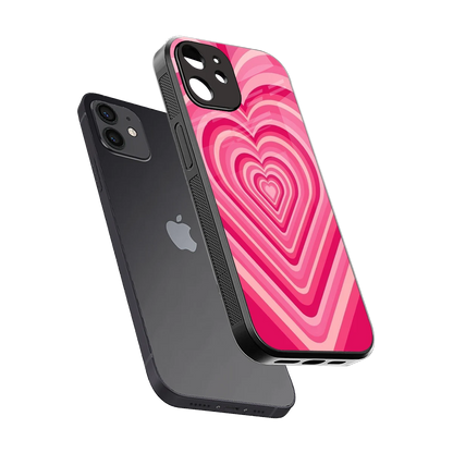 Y2K French Pink Hearts sleek iphone 11 cover with tempered glass back and TPU edges