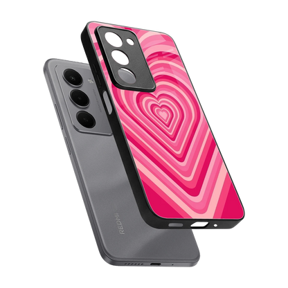 Y2K French Pink Hearts sleek redmi 15 5g cover with tempered glass back and TPU edges