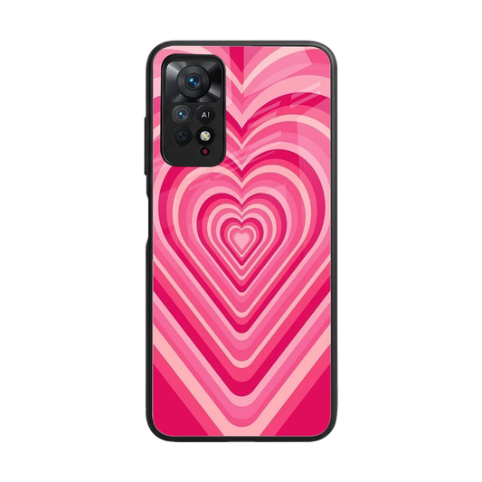 Y2K French Pink Hearts back phone cover | glass case for redmi note 11 pro