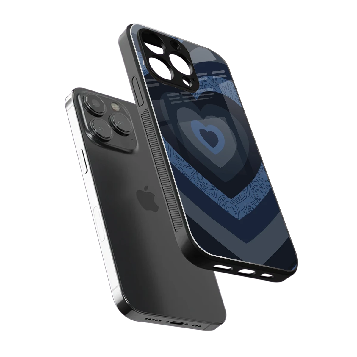 Y2K Frosted Berry Hearts sleek iphone 15 pro cover with tempered glass back and TPU edges