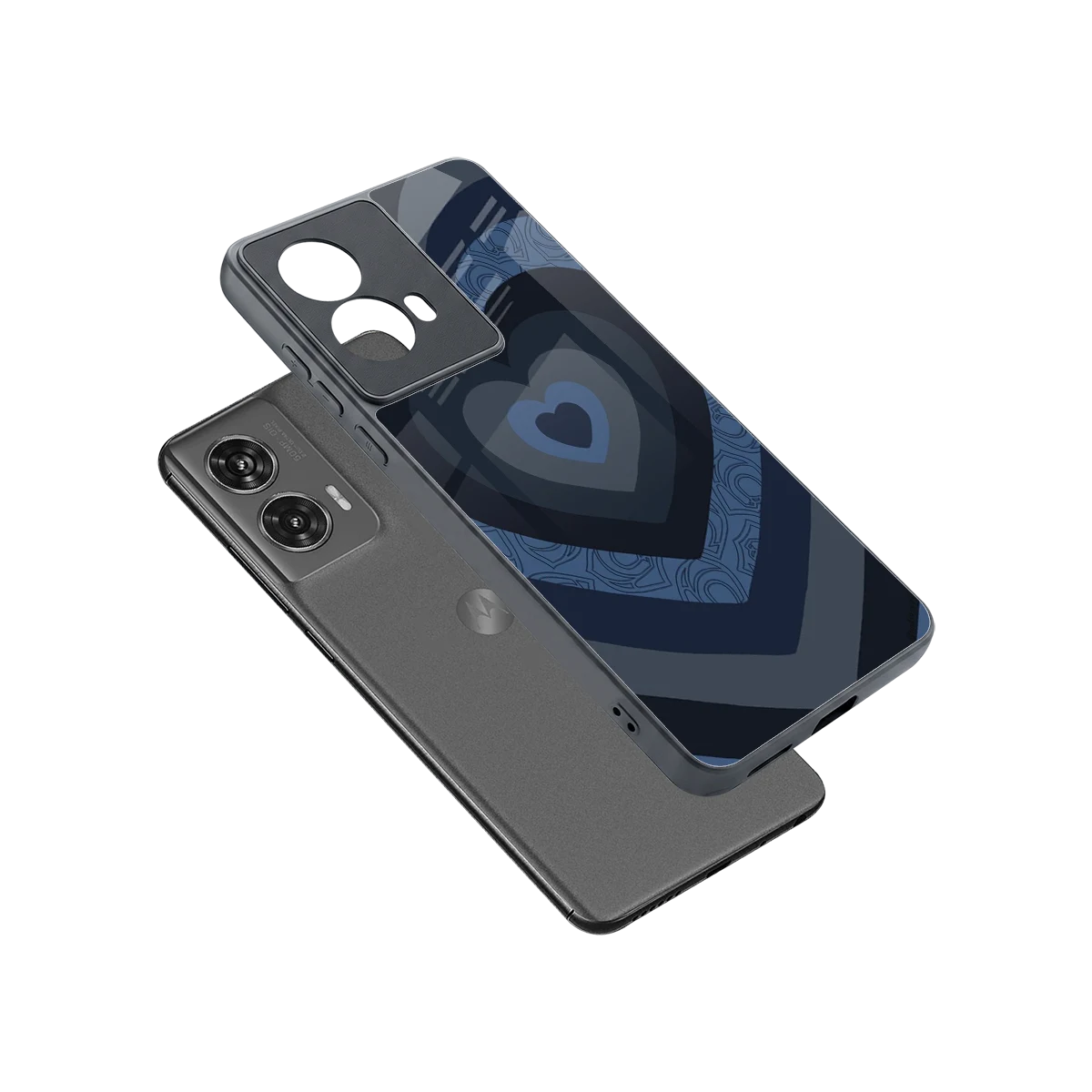 Y2K Frosted Berry Hearts sleek motorola edge 50 fusion cover with tempered glass back and TPU edges