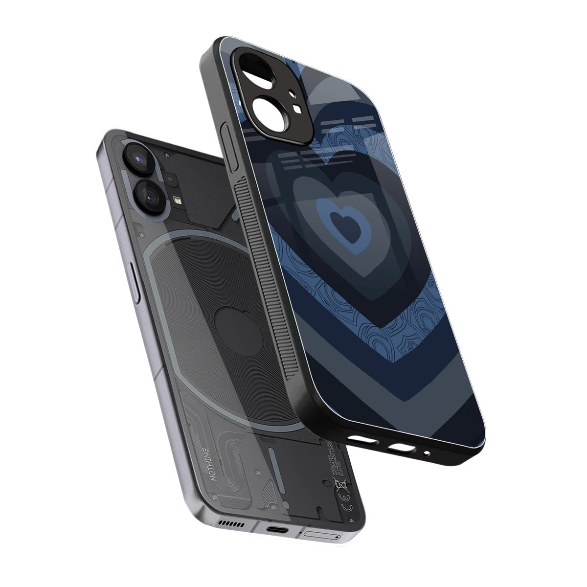 Y2K Frosted Berry Hearts sleek nothing phone 1 cover with tempered glass back and TPU edges
