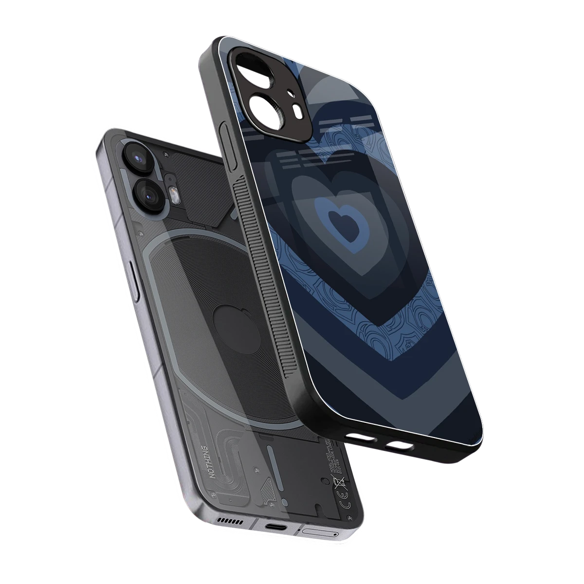 Y2K Frosted Berry Hearts sleek nothing phone 2 cover with tempered glass back and TPU edges