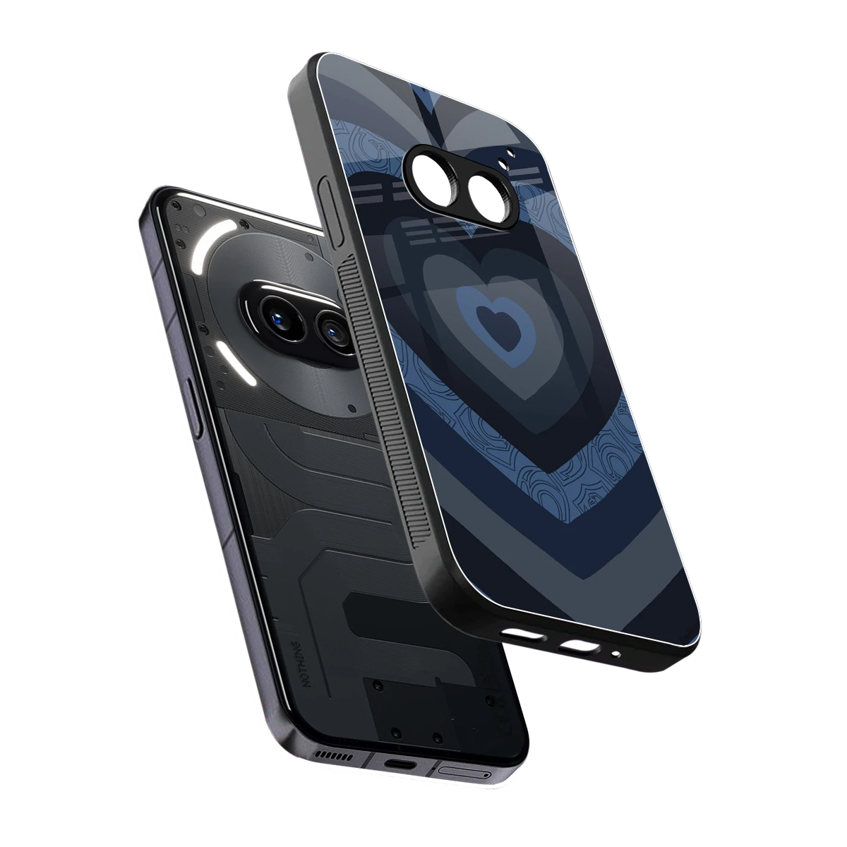 Y2K Frosted Berry Hearts sleek nothing phone 2a cover with tempered glass back and TPU edges