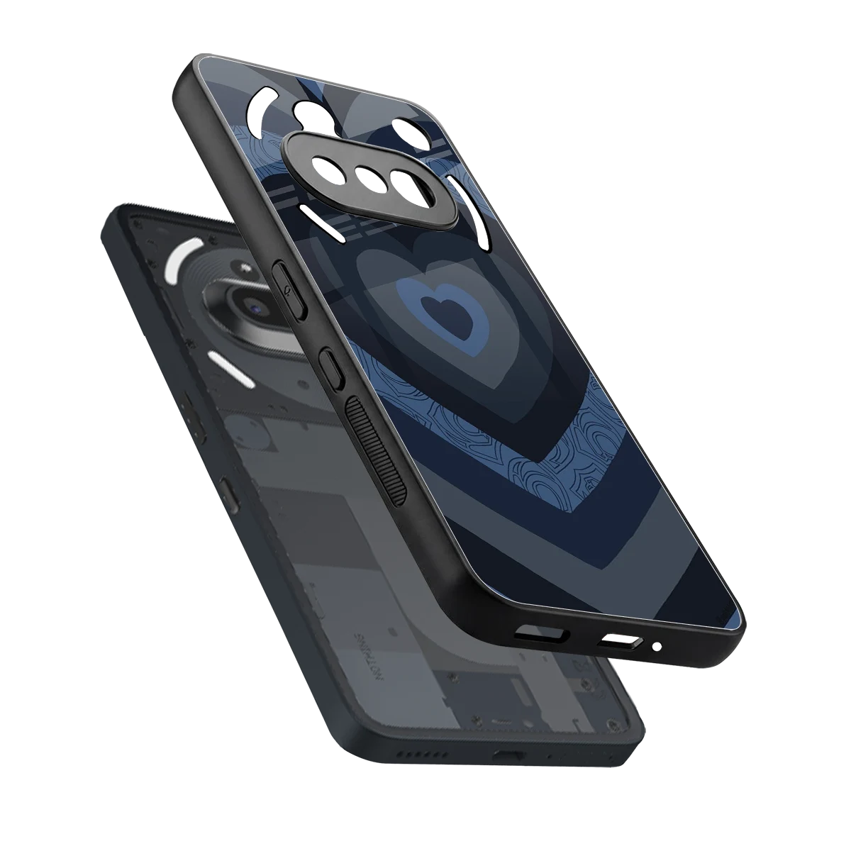 Y2K Frosted Berry Hearts sleek nothing phone 3a cover with tempered glass back and TPU edges