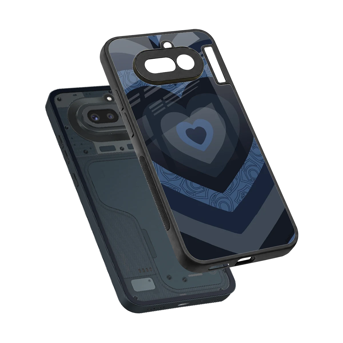 Y2K Frosted Berry Hearts sleek nothing phone 4a cover with tempered glass back and TPU edges