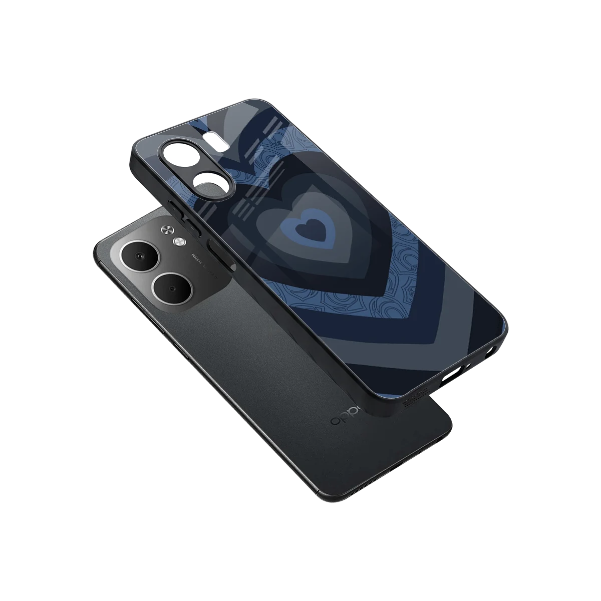 Y2K Frosted Berry Hearts sleek oppo a5x 5g cover with tempered glass back and TPU edges