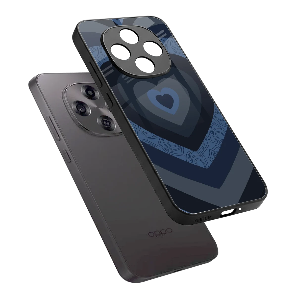 Y2K Frosted Berry Hearts sleek oppo f31 pro 5g cover with tempered glass back and TPU edges
