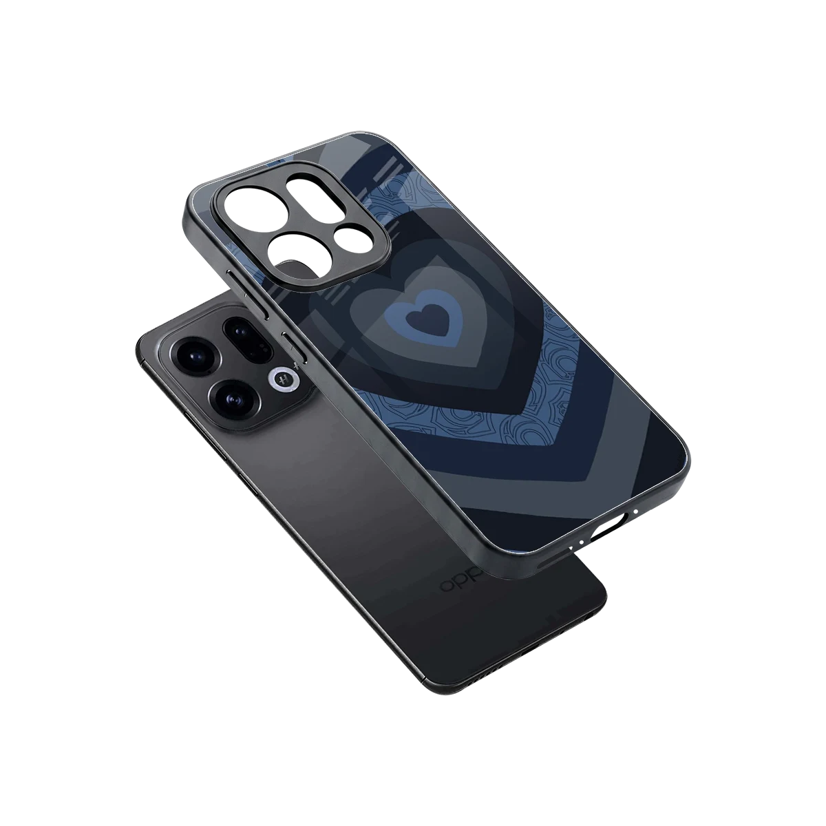 Y2K Frosted Berry Hearts sleek oppo find x9 cover with tempered glass back and TPU edges