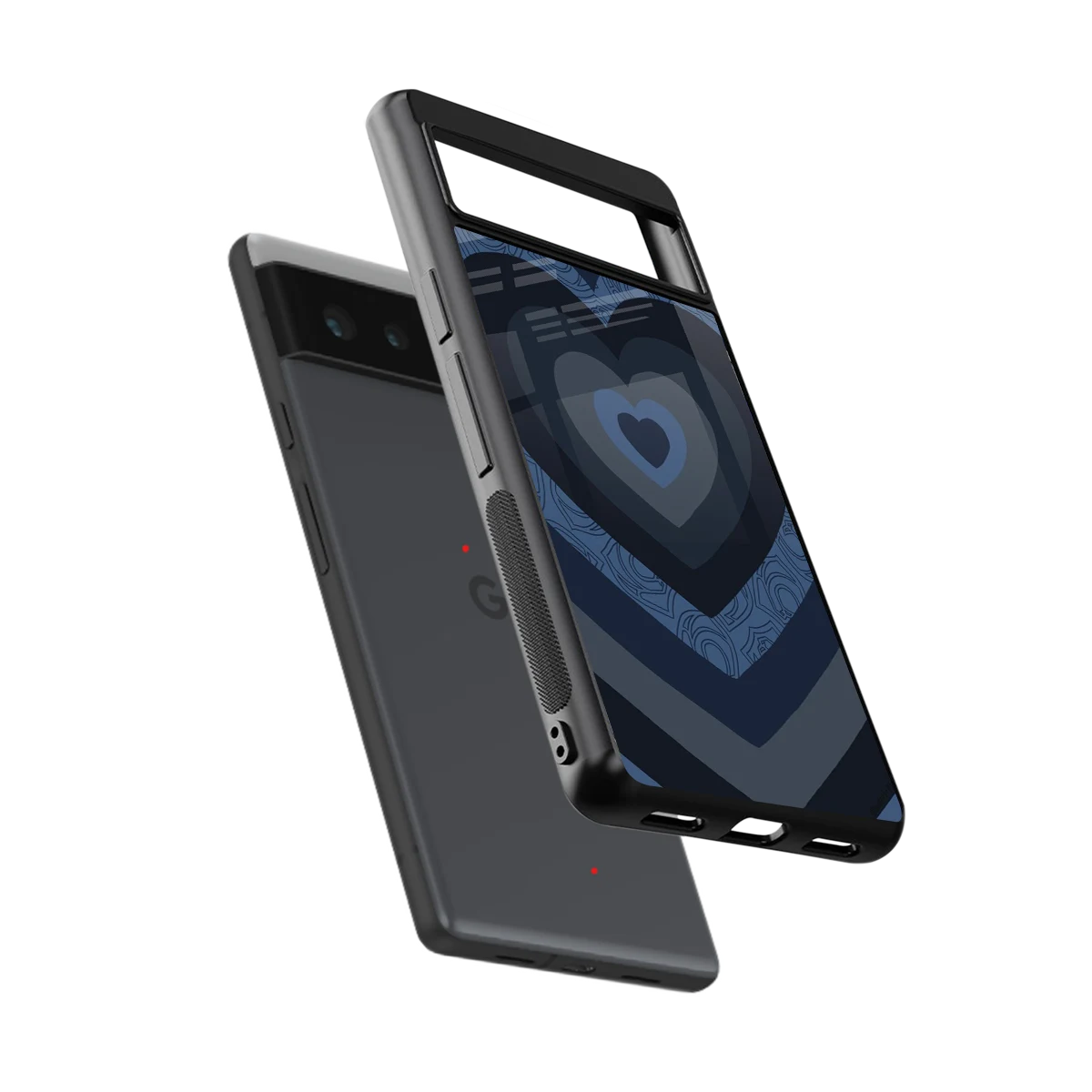 Y2K Frosted Berry Hearts sleek google pixel 6 cover with tempered glass back and TPU edges