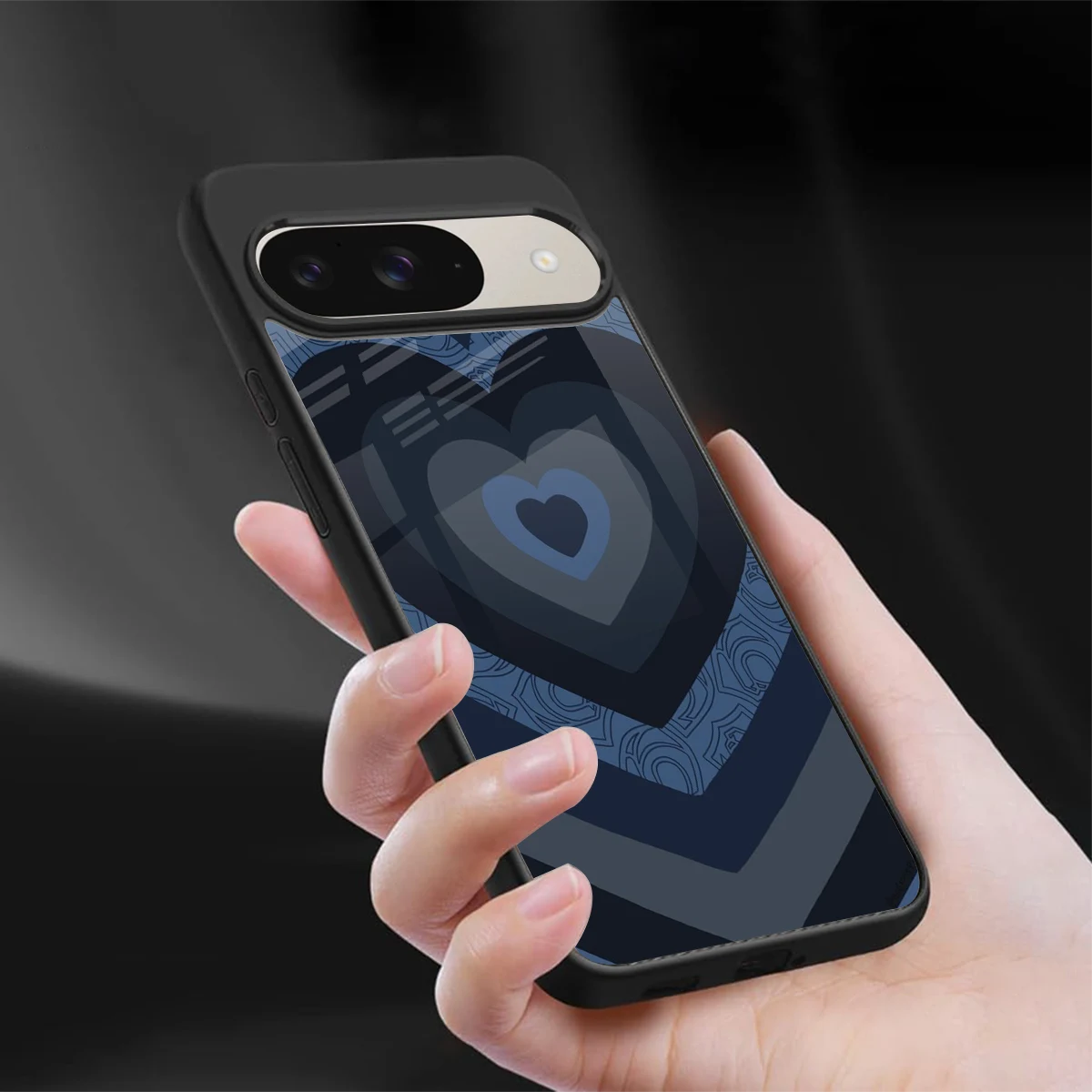Y2K Frosted Berry Hearts sleek google pixel 9 cover with tempered glass back and TPU edges