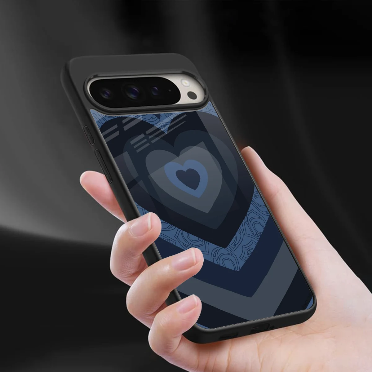 Y2K Frosted Berry Hearts sleek google pixel 9 pro cover with tempered glass back and TPU edges