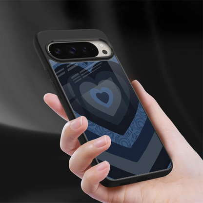 Y2K Frosted Berry Hearts sleek google pixel 9 pro cover with tempered glass back and TPU edges